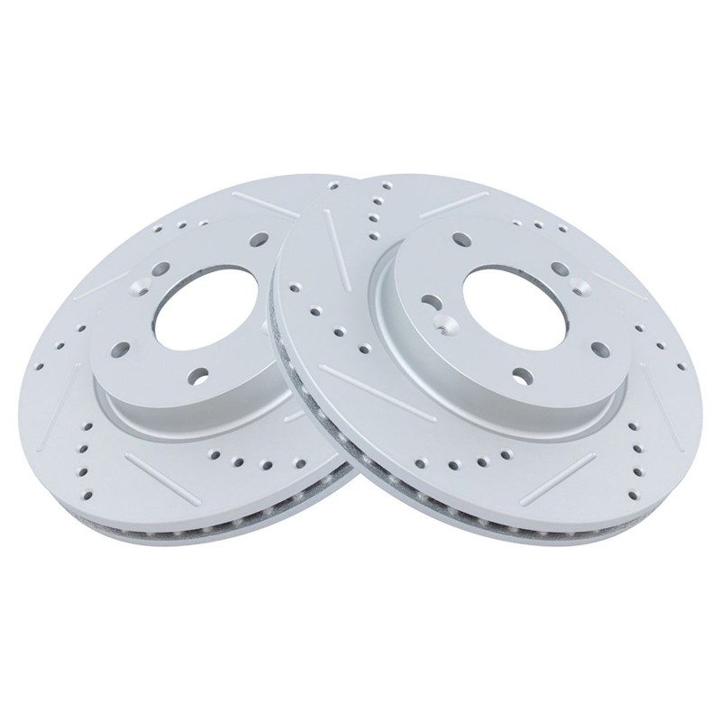 TRQ Performance Brake Rotor Drilled & Slotted Coated Front Pair for Hyundai gallery