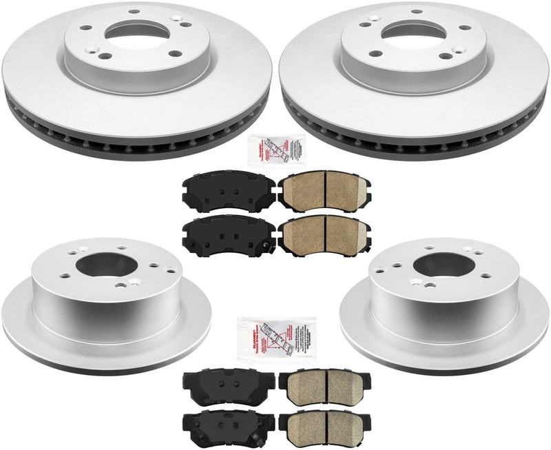 Front & Rerar Coated Rotors & Ceramic Pads For Sportage 05-10 Front Wheel Drive