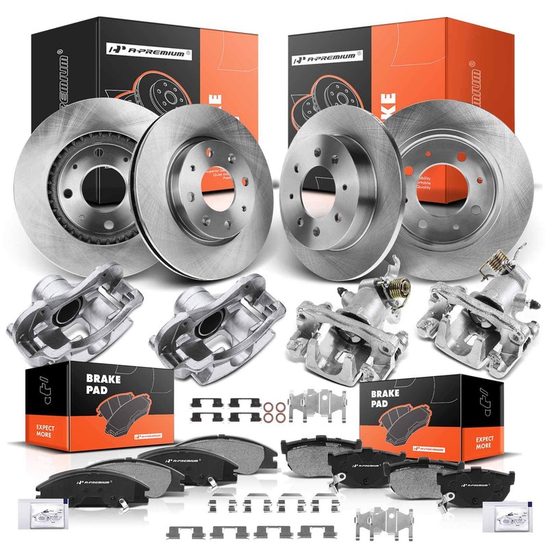 A-Premium Disc Brake Rotors & Brake Pads + Calipers Front & Rear for Kia Spectra