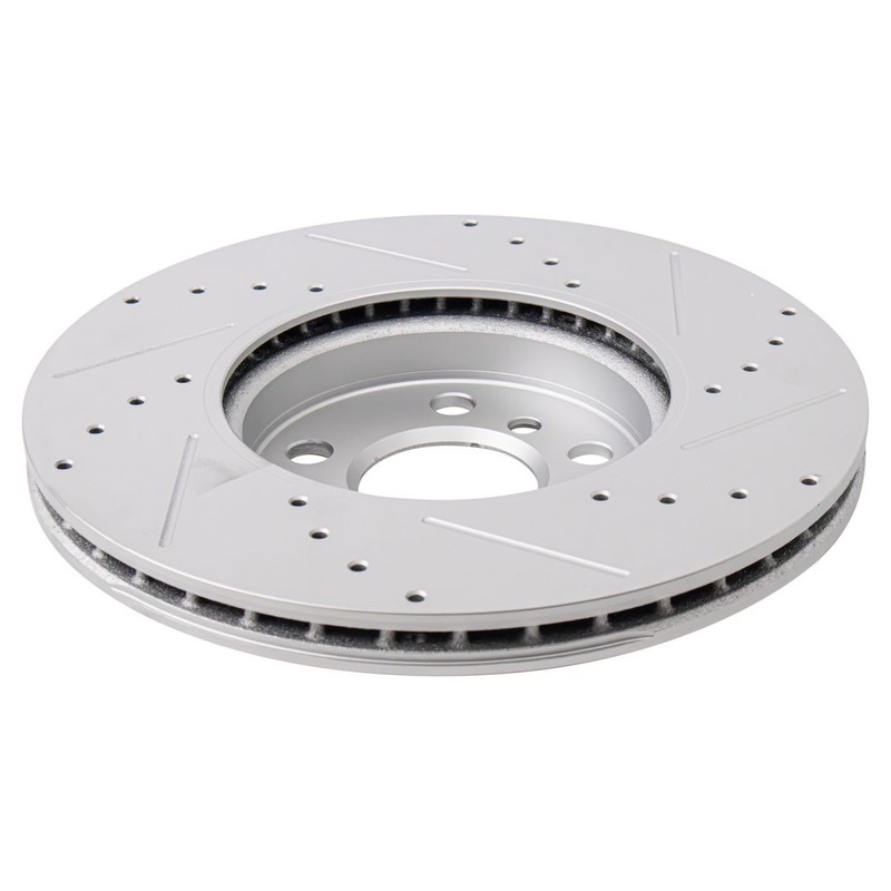 TRQ Performance Brake Rotors Set Premium G-Coated Slotted X Drilled Fits Mini gallery