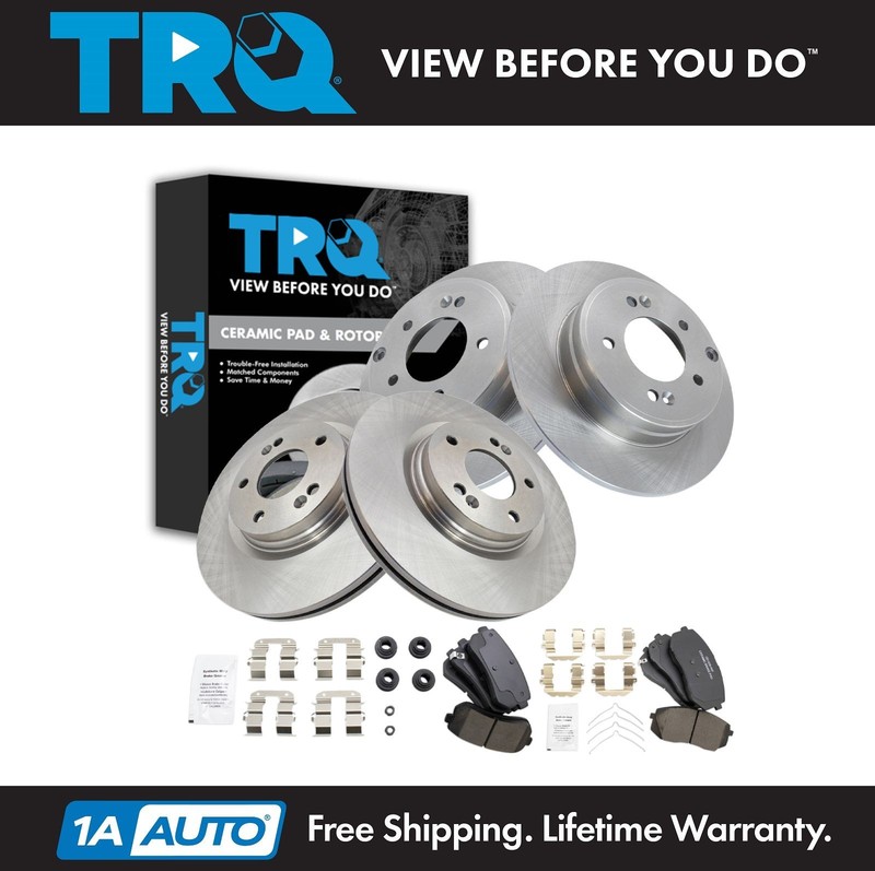 TRQ Front & Rear Brake Pad & Rotor Kit Ceramic Fits 2015 Hyundai Sonata