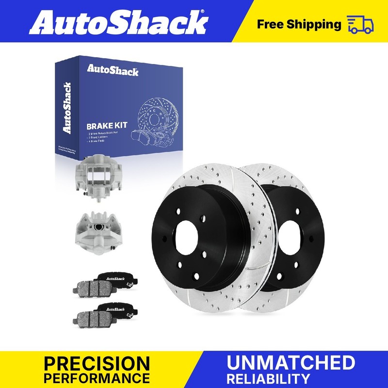 Rear Drilled Slotted Brake Rotors Ceramic Pads Calipers for INFINITI, Q60 2014