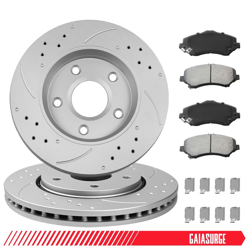 Front Brake Rotors & Ceramic Pads Kit for Town & Country 2008-2016 5 Lug 302mm