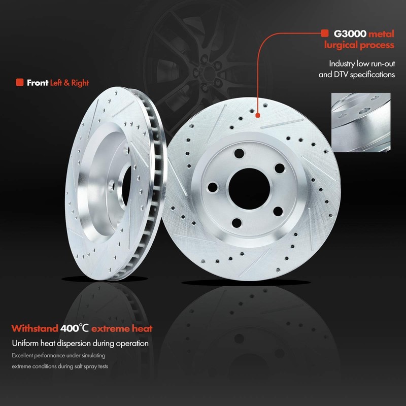 Front Drilled Brake Rotors & Pads + Brake Caliper for Jeep Wrangler 2013-2017 gallery