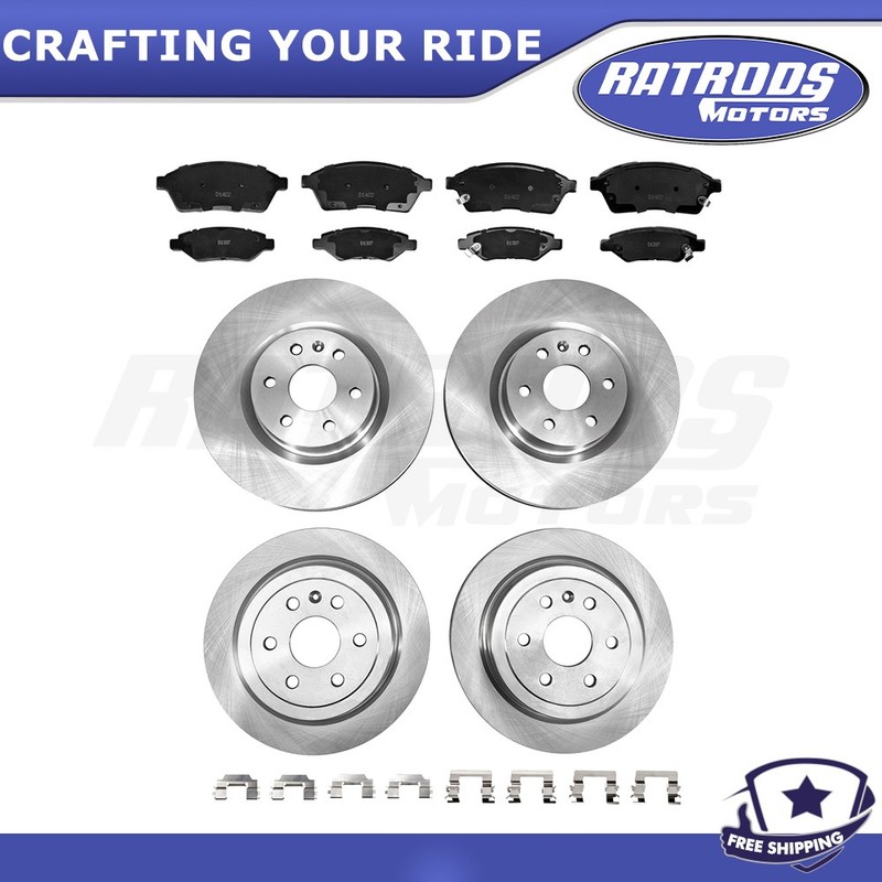 Front & Rear Rotors Ceramic Brake Pads for 2010-2014 2015 2016 Cadillac SRX SAAB