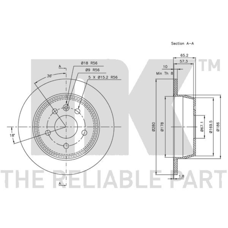 NK 2x brake disc ø280 mm fully coated for Mercedes-Benz Vito bus 638 112 gallery