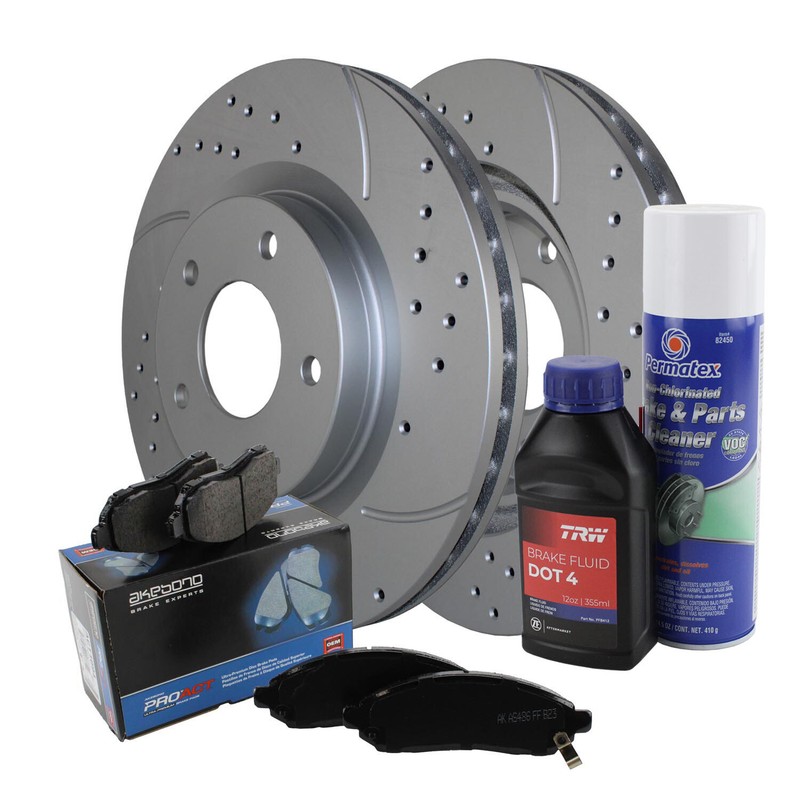 Front Brake Kit 294mm Drilled Rotors Akebono Ceramic Pad For 200 Caliber Compass