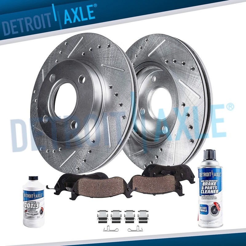 Front Drilled Brake Rotors Ceramic Brake Pads for 2014 – 2016 Mitsubishi Mirage