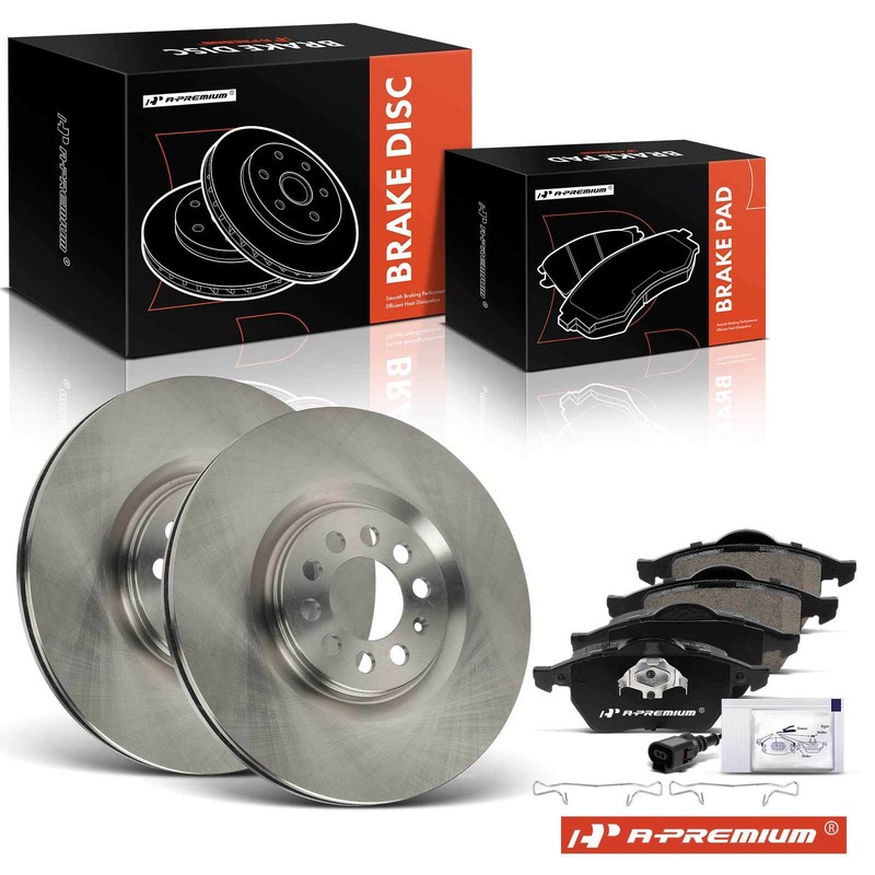 A-Premium Front Disc Brake Rotors & Ceramic Pad for Volkswagen Golf 2002 Audi TT