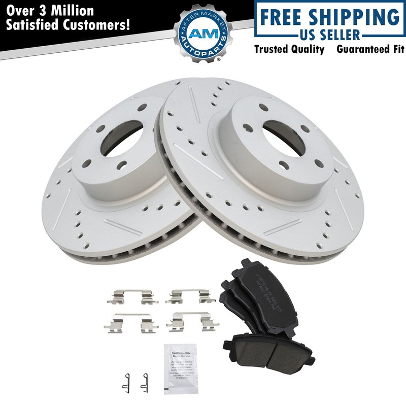 Front Performance Drilled & Slotted Brake Rotor & Posi Ceramic Pad Set