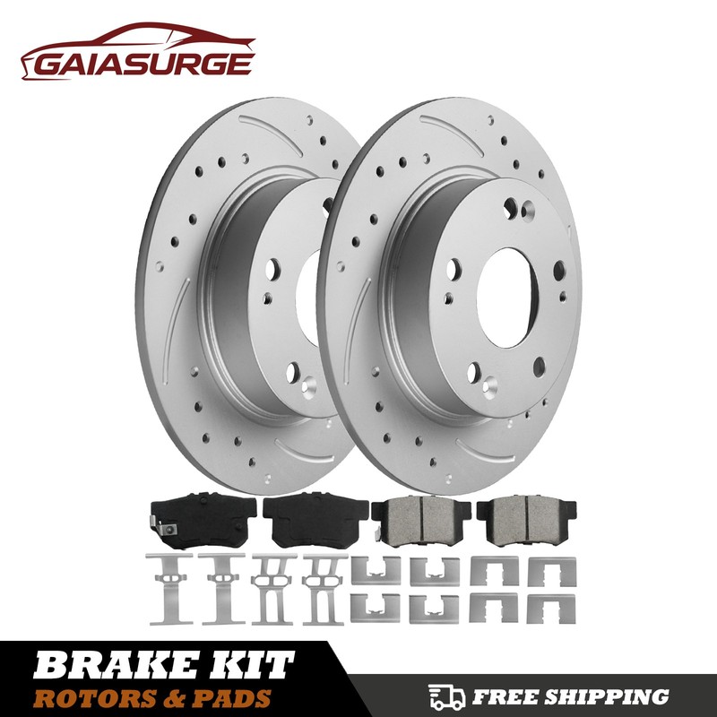 Rear Drilled Disc Brake Rotor Brake Pad for 2006-2015 Honda Civic Acura ILX CSX