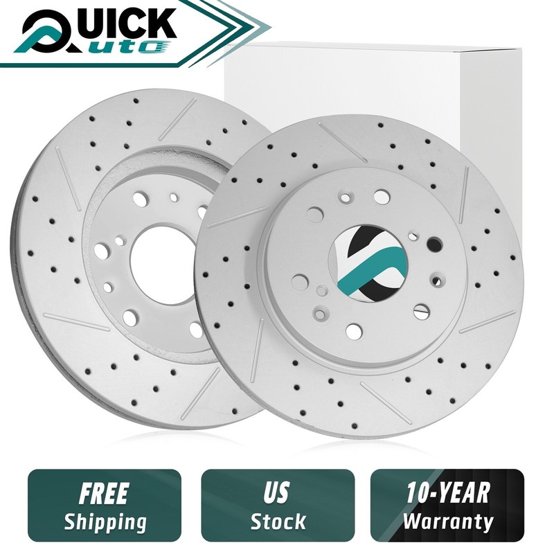 Front Brake Rotors Drilled for Hyundai Elantra Veloster Kona Kia Forte – 11.02in