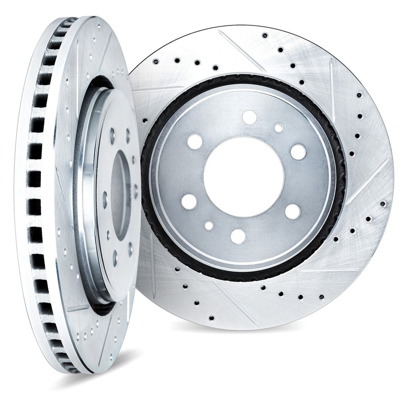For Toyota 4Runner 10-24 DFC Premium Drilled & Slotted Rear Brake Rotor Set