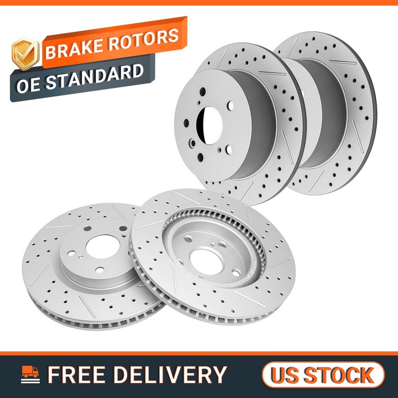 Front Rear Drilled Slotted Disc Brake Rotors Set for Toyota Camry Lexus ES350