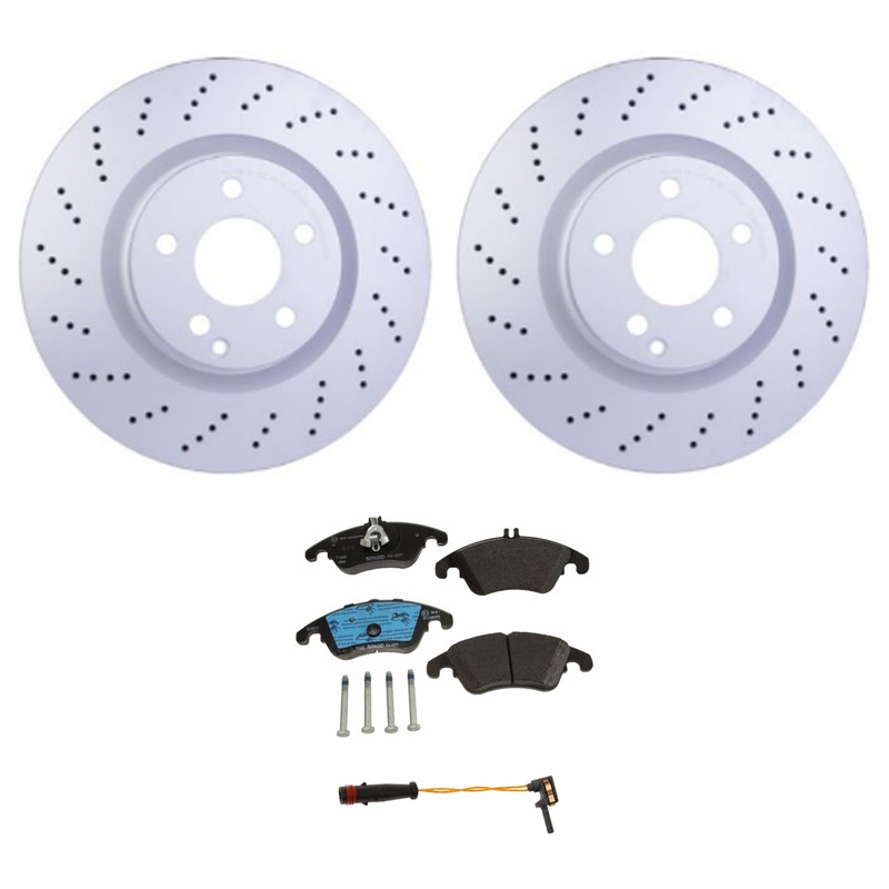 Hella Front Rotors Low-Met Disc Brake Pad Kit For W204 C250 W207 W212 E350