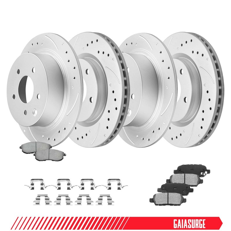 Front & Rear Disc Rotors + Ceramic Brake Pads for Nissan Sentra 2015-2019 1.8L