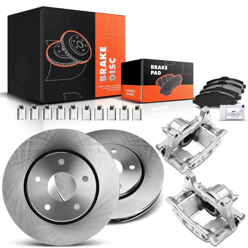 Front Disc Brake Rotors & Brake Pads + Brake Calipers for Dodge Journey 09-12