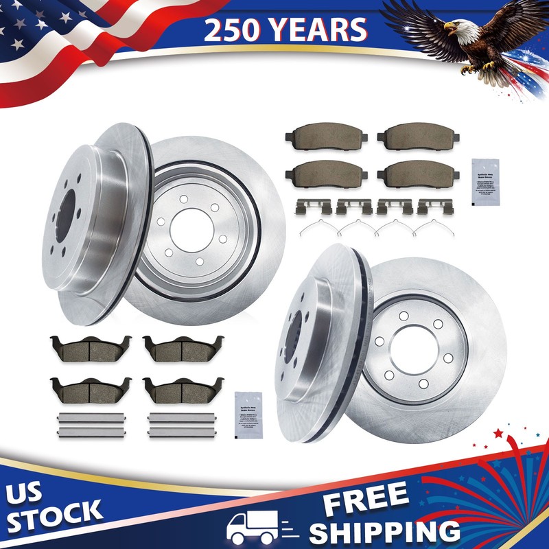 13.00″Front13.66″Rear Brake Rotors Ceramic Brake Pads for 2006 2007 2008 Mark LT