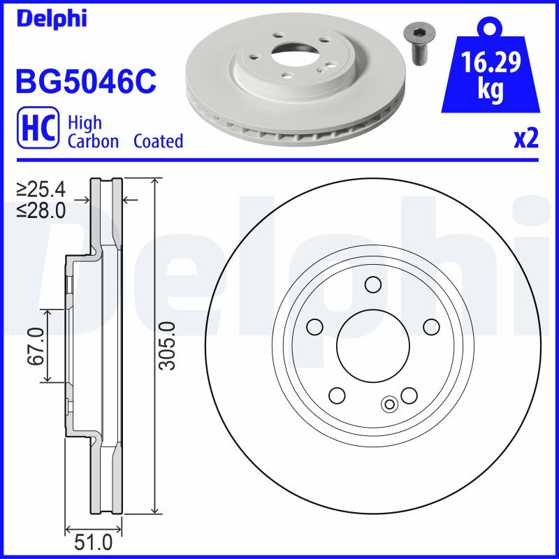 Delphi BG5046C Brake Disc for Mercedes-Benz