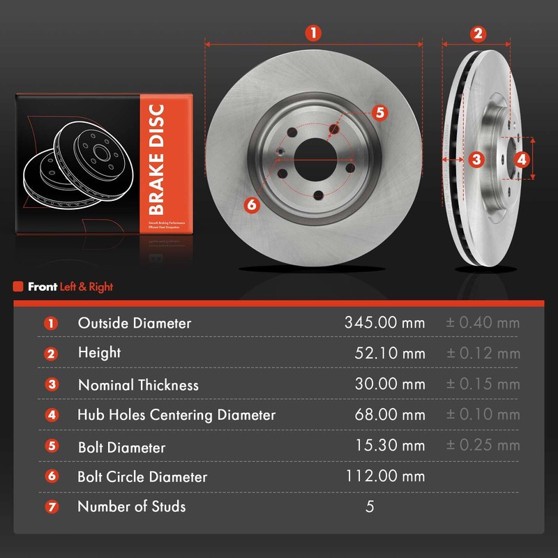 2Pcs 345mm Disc Brake Rotors for Audi Q5 2013-2017 A6 Porsche Macan Front Side gallery
