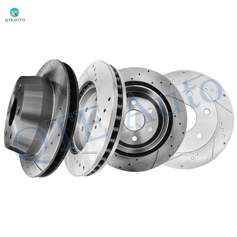 Front 331-Rear 330 Drilled Brake Rotors For 2000-2006 Chevy Suburban 1500 6 Stud
