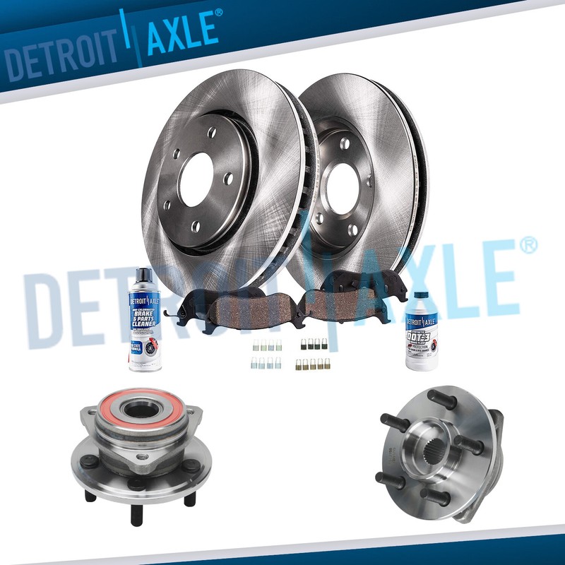 Front Brake Rotors Ceramic Pads Wheel Hub Bearing for Jeep Cherokee Wrangler 4WD