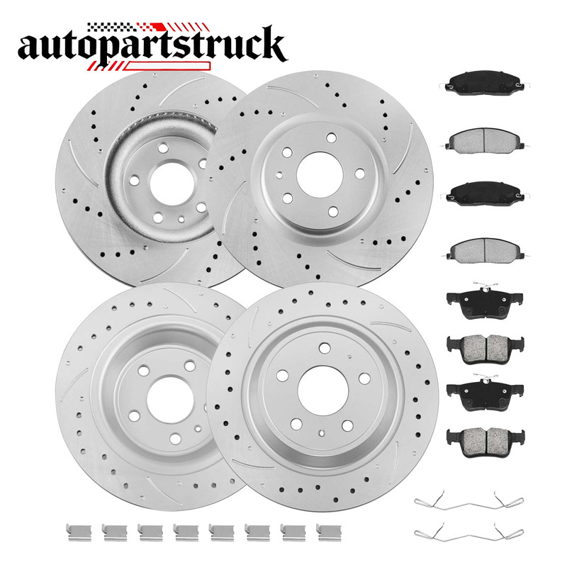 Front Rear Drilled Slotted Brake Rotors Ceramic Pads for Ford Fusion 2.0L