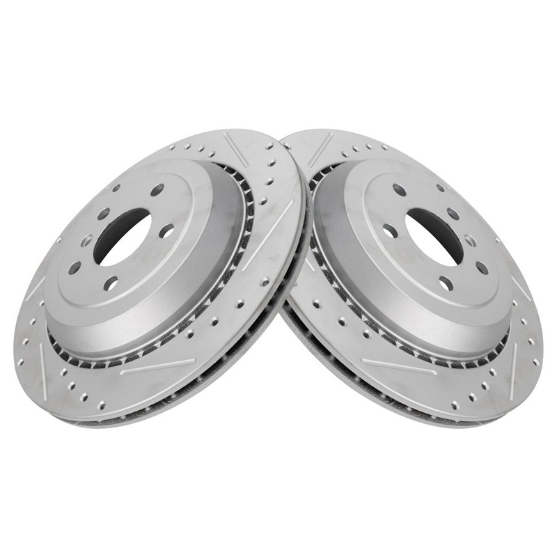 TRQ Performance Rear Drilled Slotted Coated Brake Rotor Set for Mercedes Benz gallery