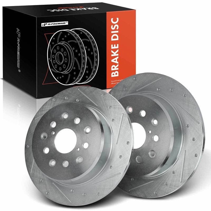A-Premium Rear Drilled Brake Rotors for Lexus IS300 2001-2005 GS300 1998-2005