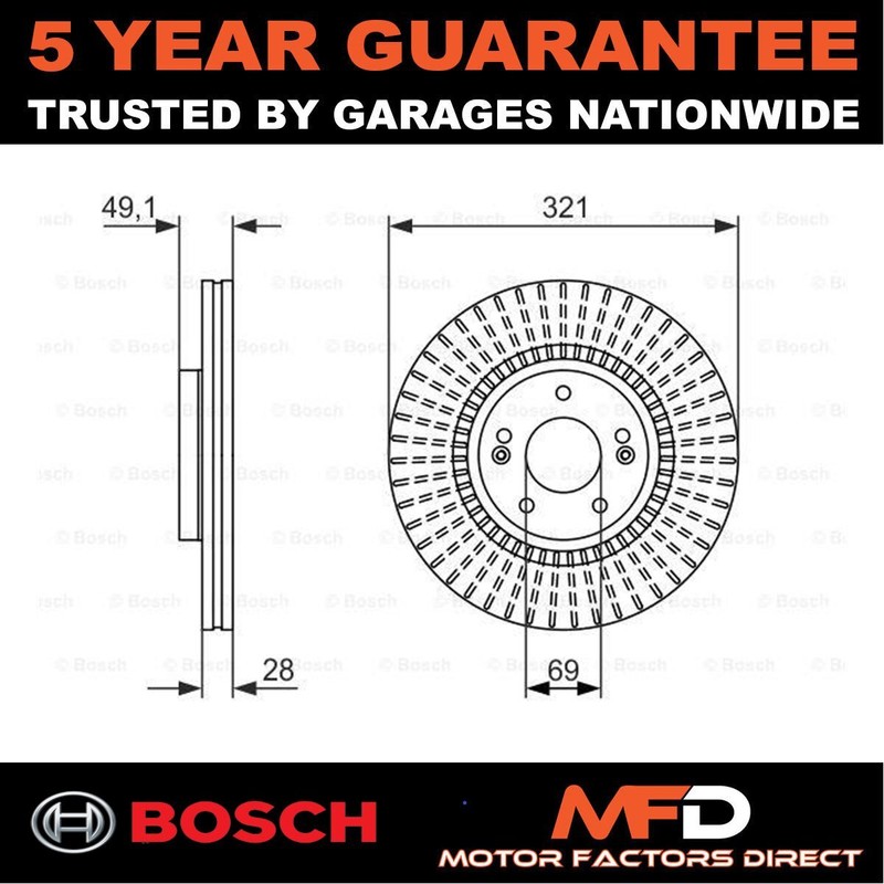 Brake Disc Front Bosch Fits Hyundai Santa Fe 2009-2020 Kia Sorento 2009-2020