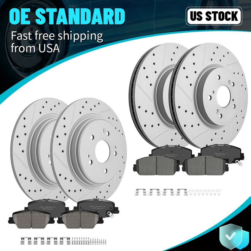 312mm Front 310mm Rear Disc Rotors Ceramic Brake Pads Kit for 2017-25 Honda CR-V