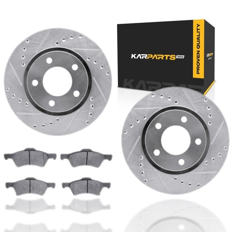 For Chrysler Voyager 2003 Rotor Set | Drilled and Slotted | With Brake Pads
