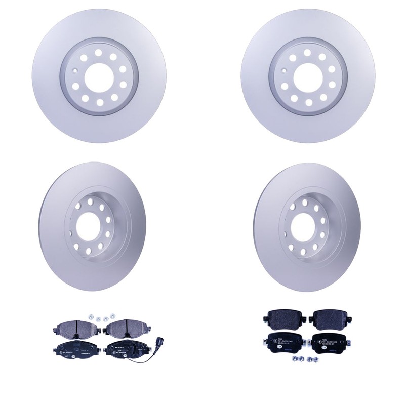 Hella Front and Rear Rotors Low-Met Disc Brake Pad Kit For Golf Alltrack GTI