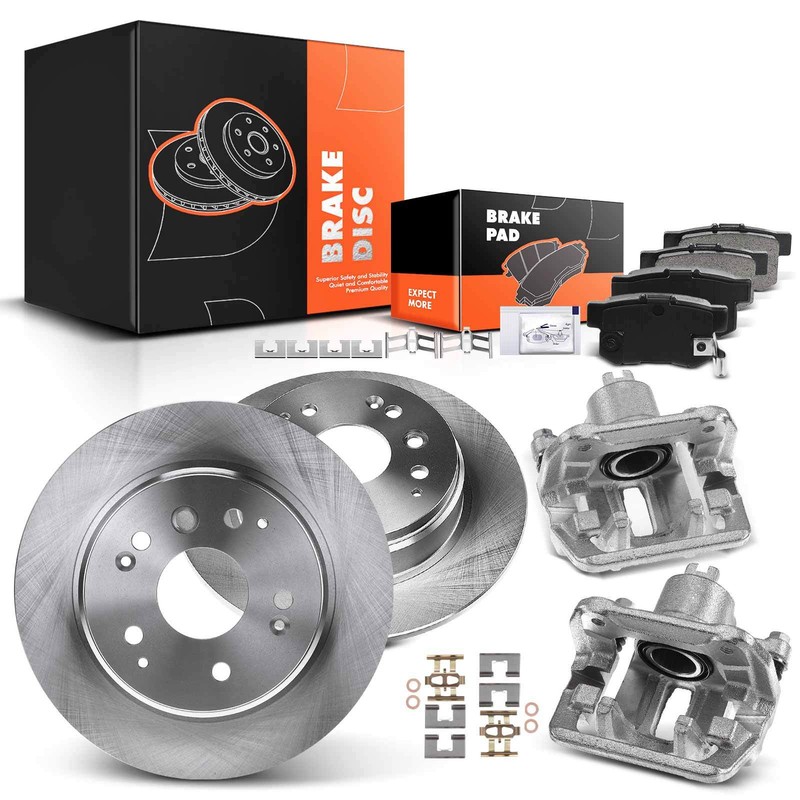 Rear Disc Brake Rotor & Ceramic Pad + Brake Caliper for Honda Element Acura TL