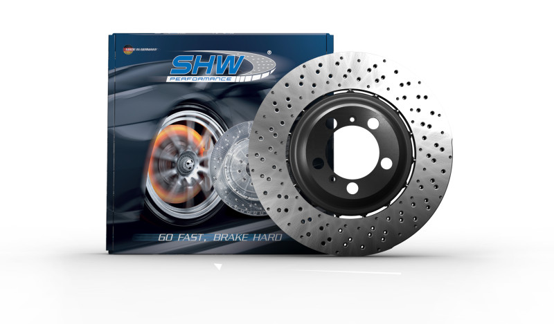 SHW Fits 17-19 Audi RS3 2.5L Front Drilled-Dimpled Lightweight Brake Rotor