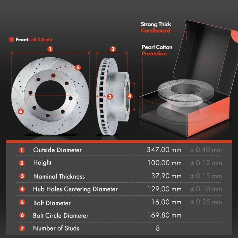Front Drilled Rotors &Ceramic Brake Pads for Ford F-250 F-350 F-450 Super Duty gallery