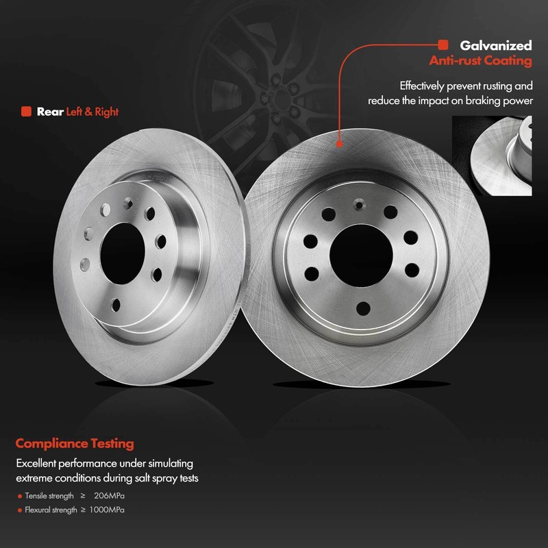 Disc Brake Rotors & Ceramic Brake Pads for Saab 9-3 2004-2011 9-3X L4 2.0L Rear gallery