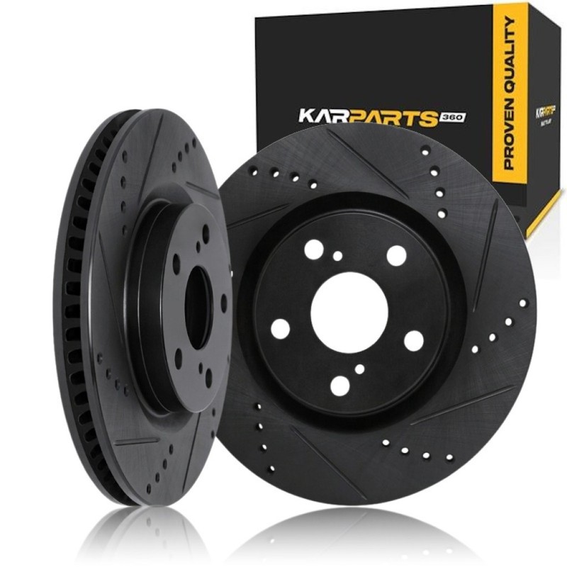 For Mazda 626 1998-2002 Rotor Set | Front | Black | Drilled And Slotted | Vented