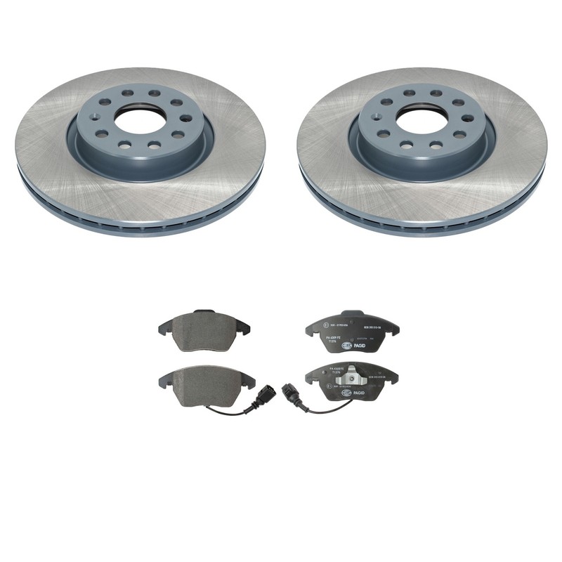 DuraGo Front Rotors Hella Low-Met Disc Brake Pads Kit For A3 Quattro Beetle