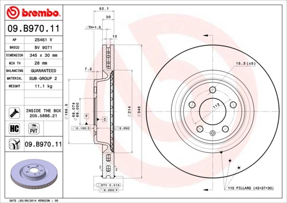 Brembo 09.B970.11 Brake Disc for Audi, Audi (FAW), Porsche, VW (SVW) gallery