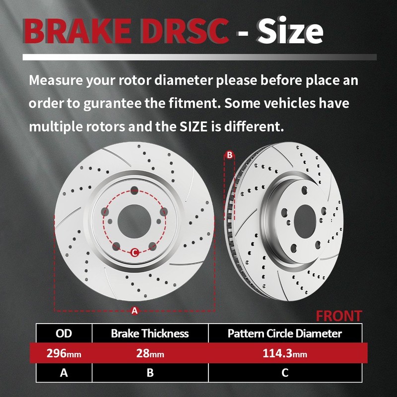 296mm Front & 281mm Rear Brake Rotors Pads fit for 2008-12 Toyota Avalon Brakes gallery