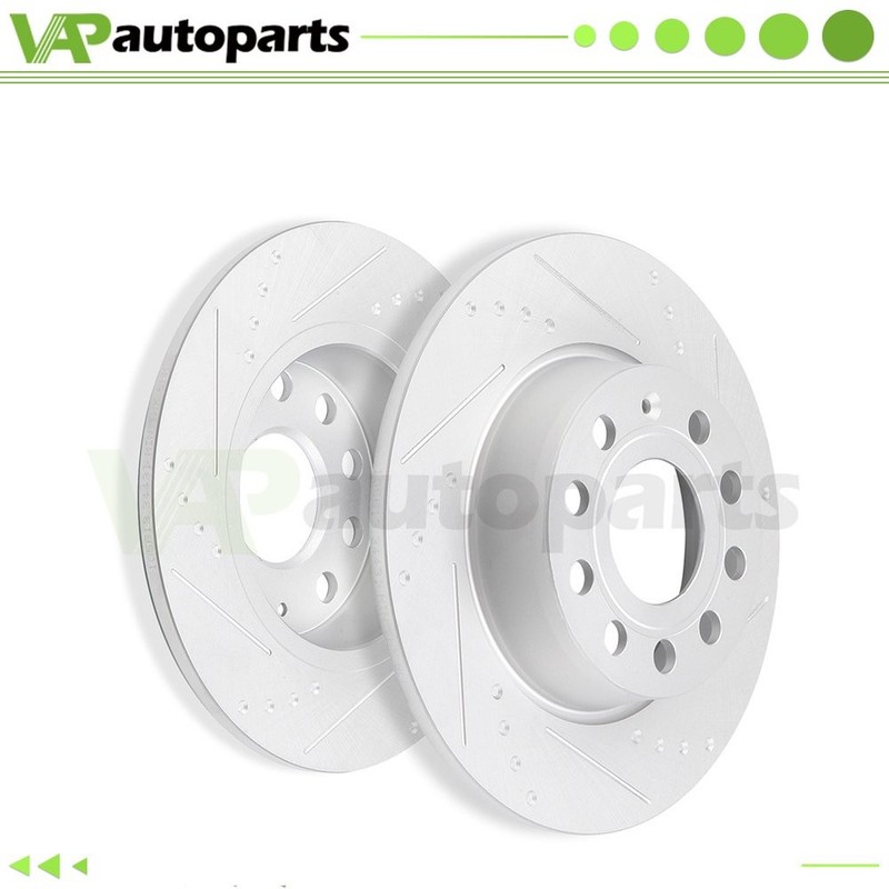 Rear Discs Brake Rotors For Volkswagen Beetle Golf e-Golf Eos Passat Slotted 2pc