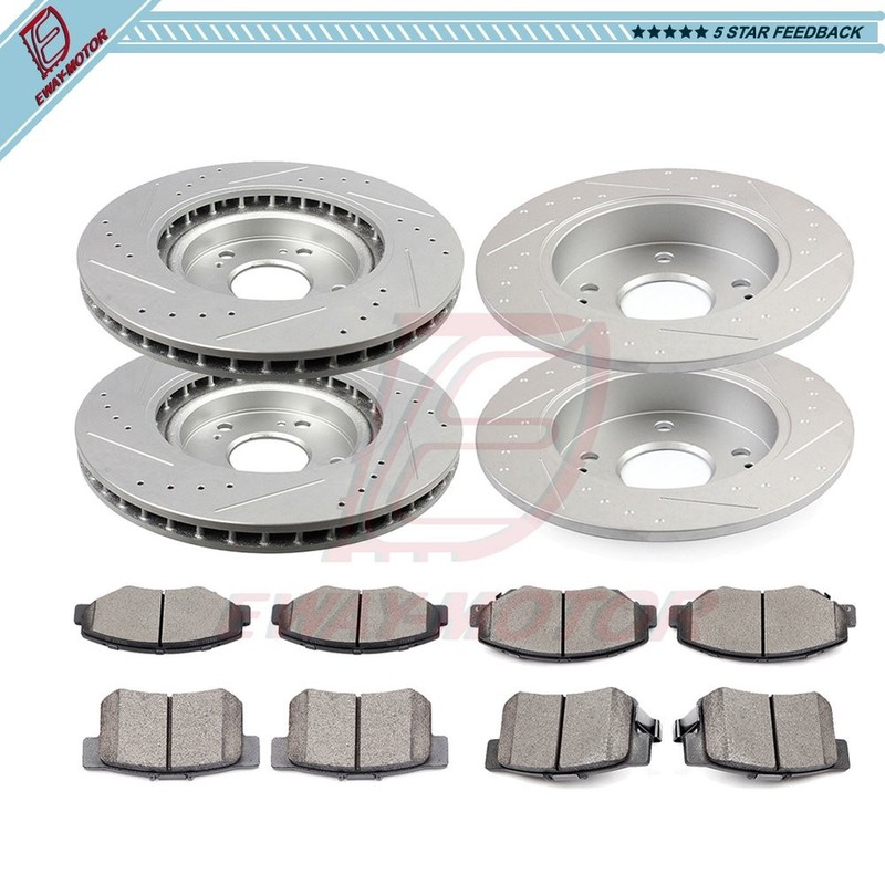 For 2013-2015 Acura ILX Honda Civic Si Ceramic Brake Pads And Rotors Front Rear