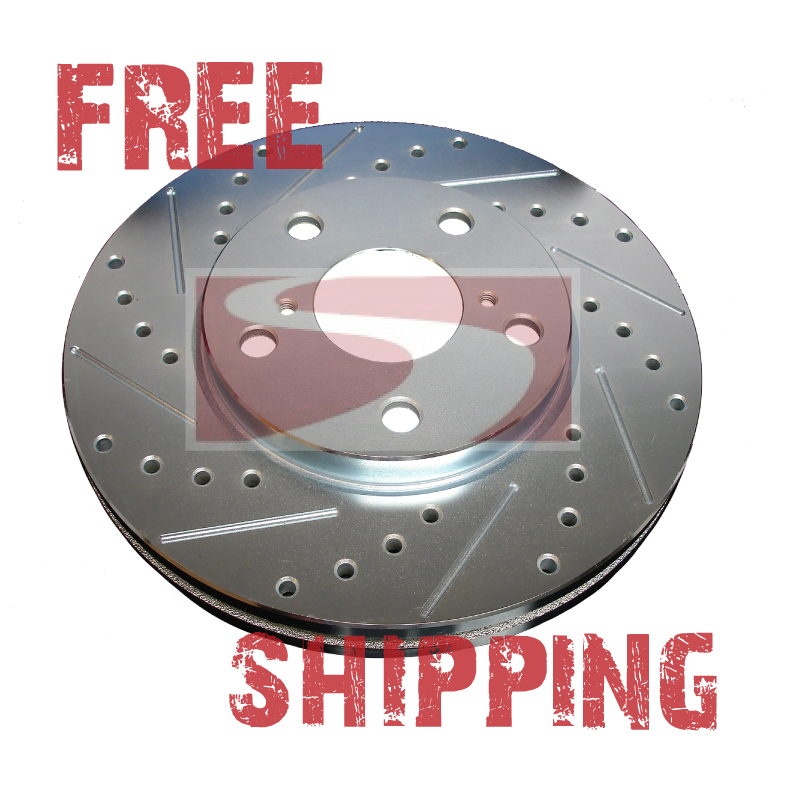 FRONT + REAR SET Performance Cross Drilled Slotted Brake Disc Rotors TBS35920