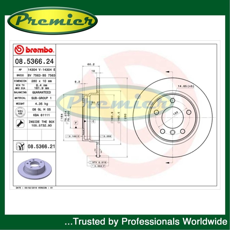 Premier Rear Brake Discs Fits BMW 3 Series 1990-2006 + Other Models