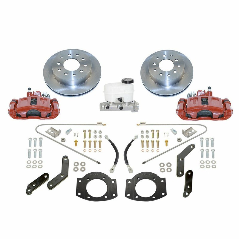 Rear Brake Disc Rotor Kit for 1988-1999 GM 1/2 Ton Pickup Red Plain Rotors 2WD