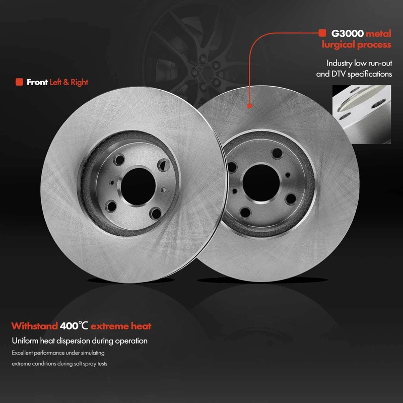 2Pcs Disc Brake Rotors for Toyota Yaris 2012 2013 2014-2018 L4 1.5L Front Side gallery