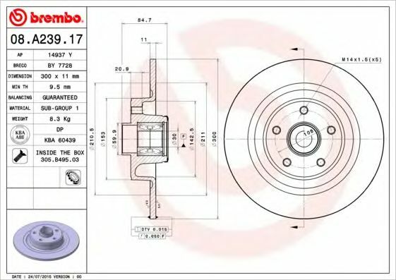 BREMBO Rear BRAKE DISCS + PADS for RENAULT VEL SATIS 2.0 16V Turbo 2002-on gallery
