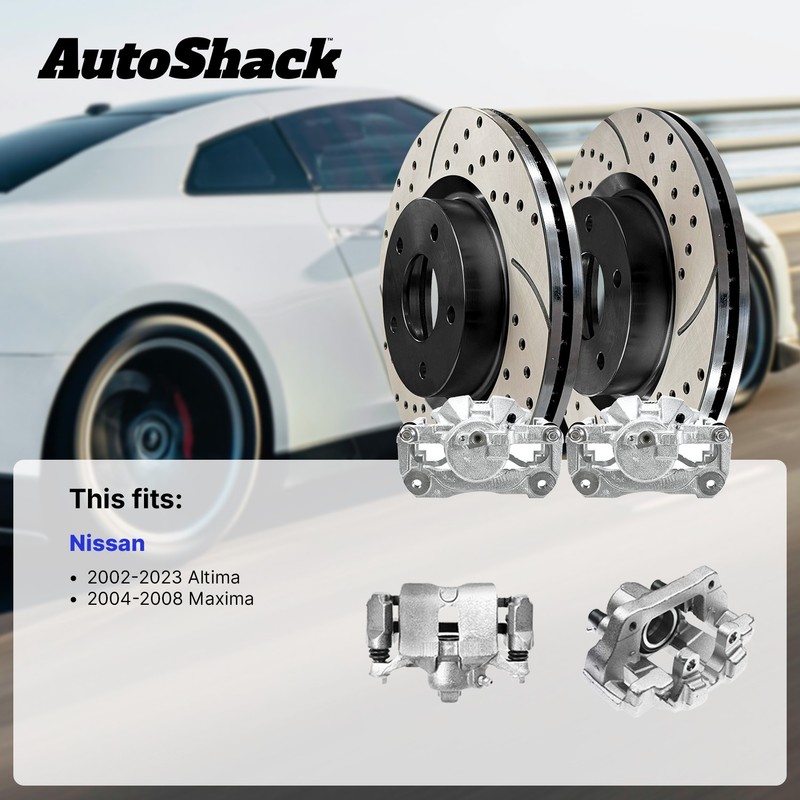 Rear Drilled Slotted Brake Rotors Calipers for Nissan, Altima 2002-2024 gallery