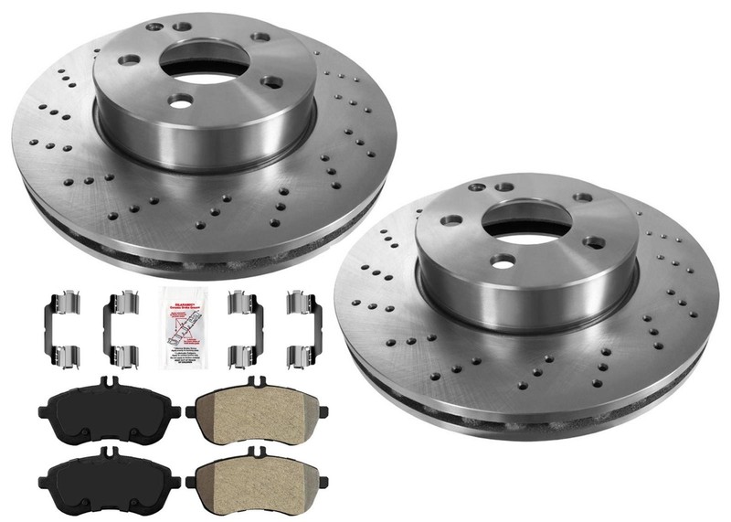 Front Brake Rotors & Brake Pads Fits Mercedes Benz 10-15 C250 08-12 C300 Sport